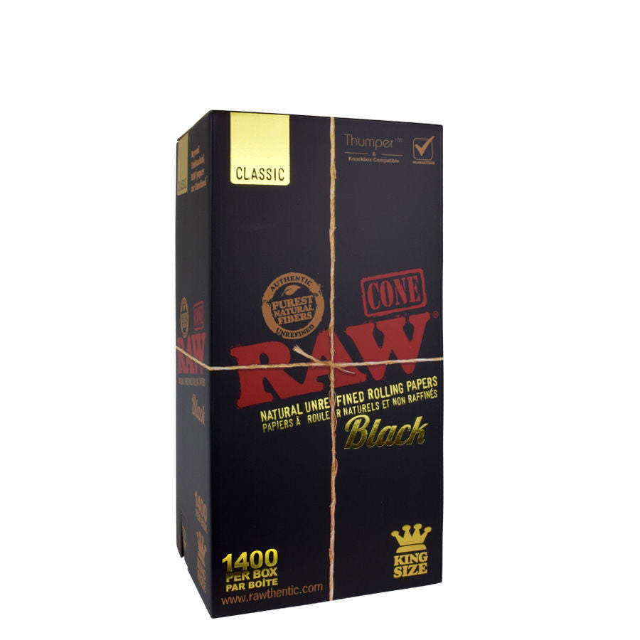 RAW | BLACK PRE-ROLLED CONES KING SIZE | BOX / 1400