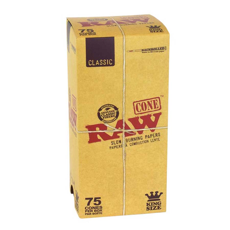 RAW | Classic Pre-Rolled Cones – King Size (75 Cones/Box) [CP1425]