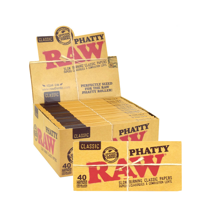 RAW | Classic Natural Unrefined Hemp Rolling Papers – Phatty King Size (24 packs)