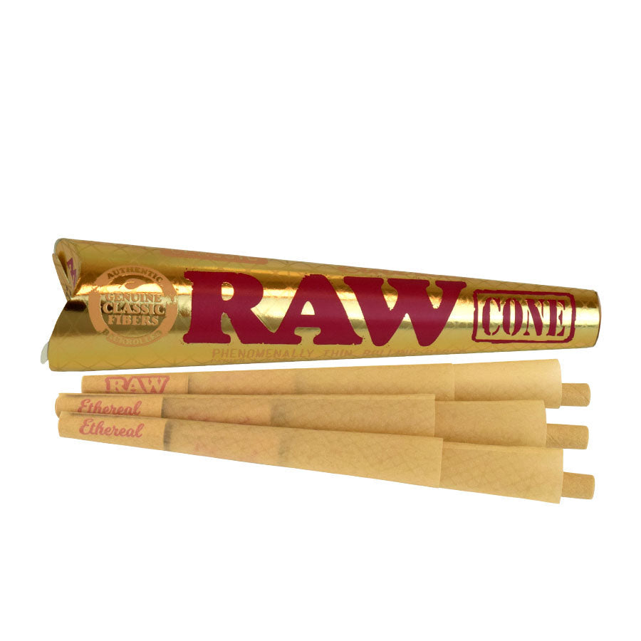 RAW | Ethereal 1 1/4 Size Unrefined Pre-Rolled Cones – 6 Pack (Box of 32) [CP1437]