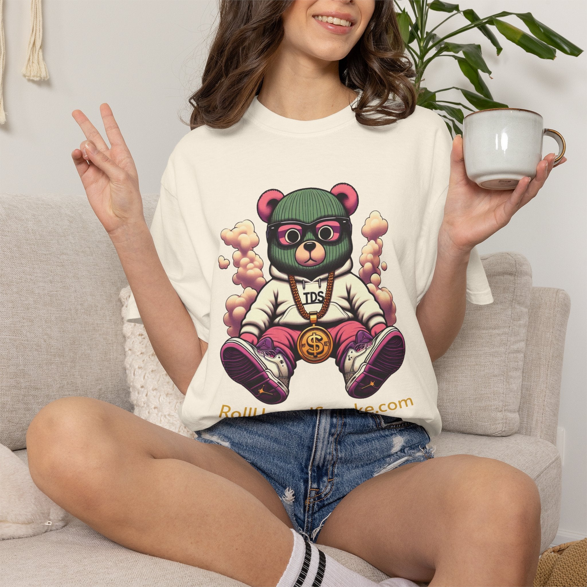 Bear Blazer T-Shirt — Streetwear Graphic Tee with ‘RollUpandSmoke.com’ Design