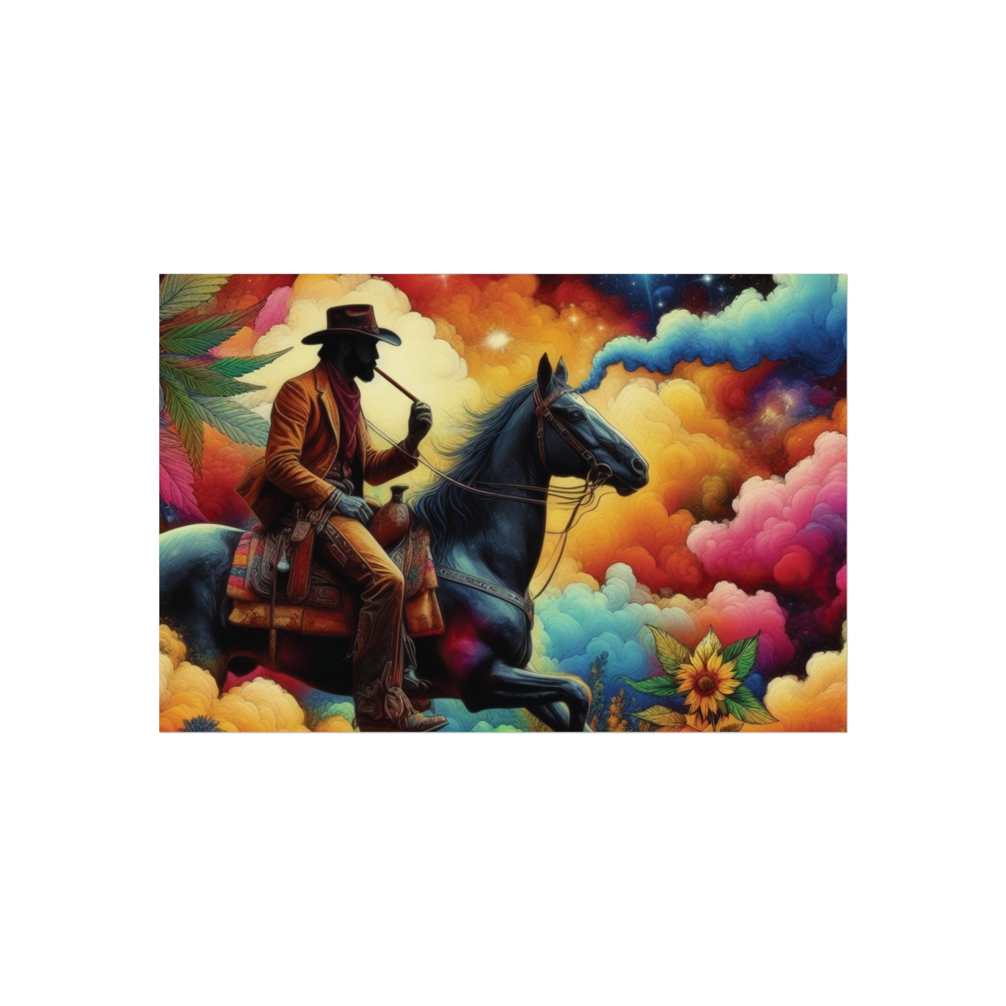 Fine Art Poster — Psychedelic Cowboy on Horseback Wall Art
