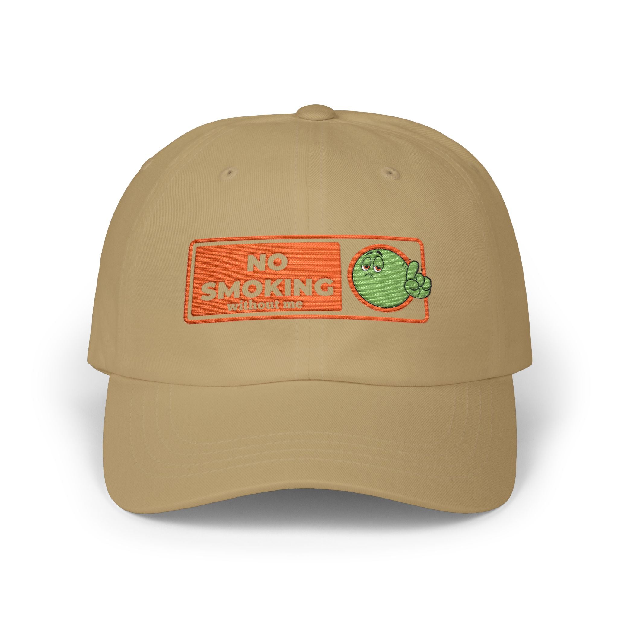 Dad Cap — “No Smoking Without Me” Patch Hat with Green Budd