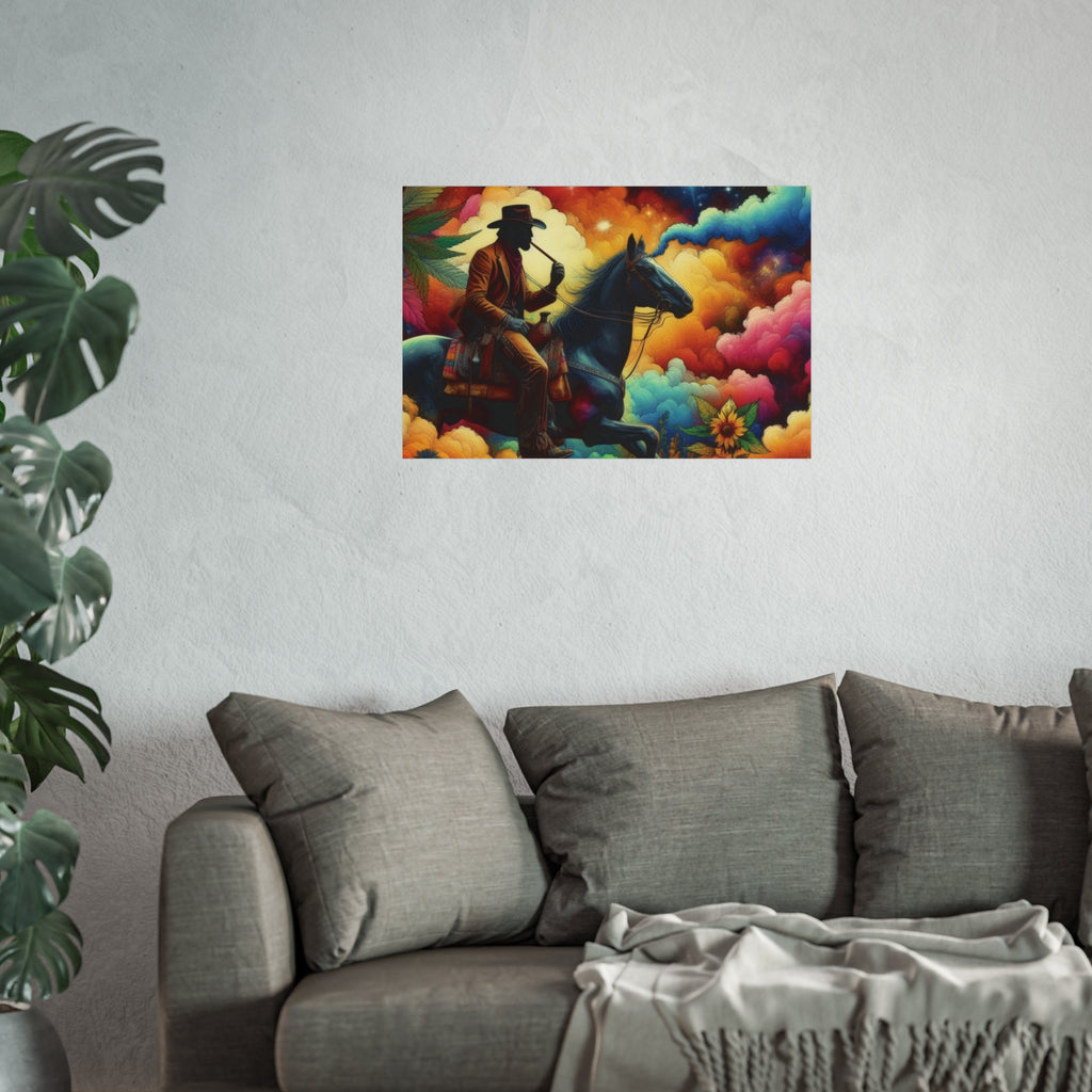 Fine Art Poster — Psychedelic Cowboy on Horseback Wall Art