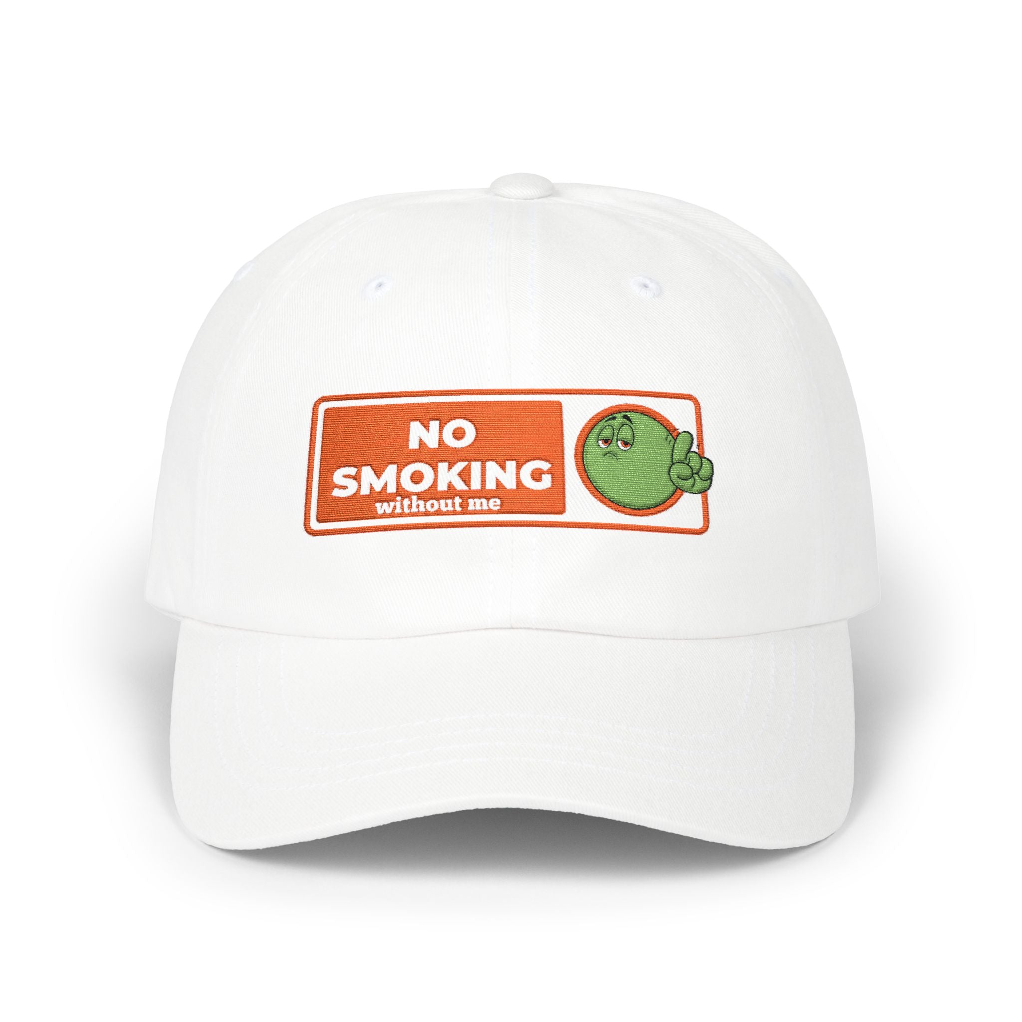 Dad Cap — “No Smoking Without Me” Patch Hat with Green Budd