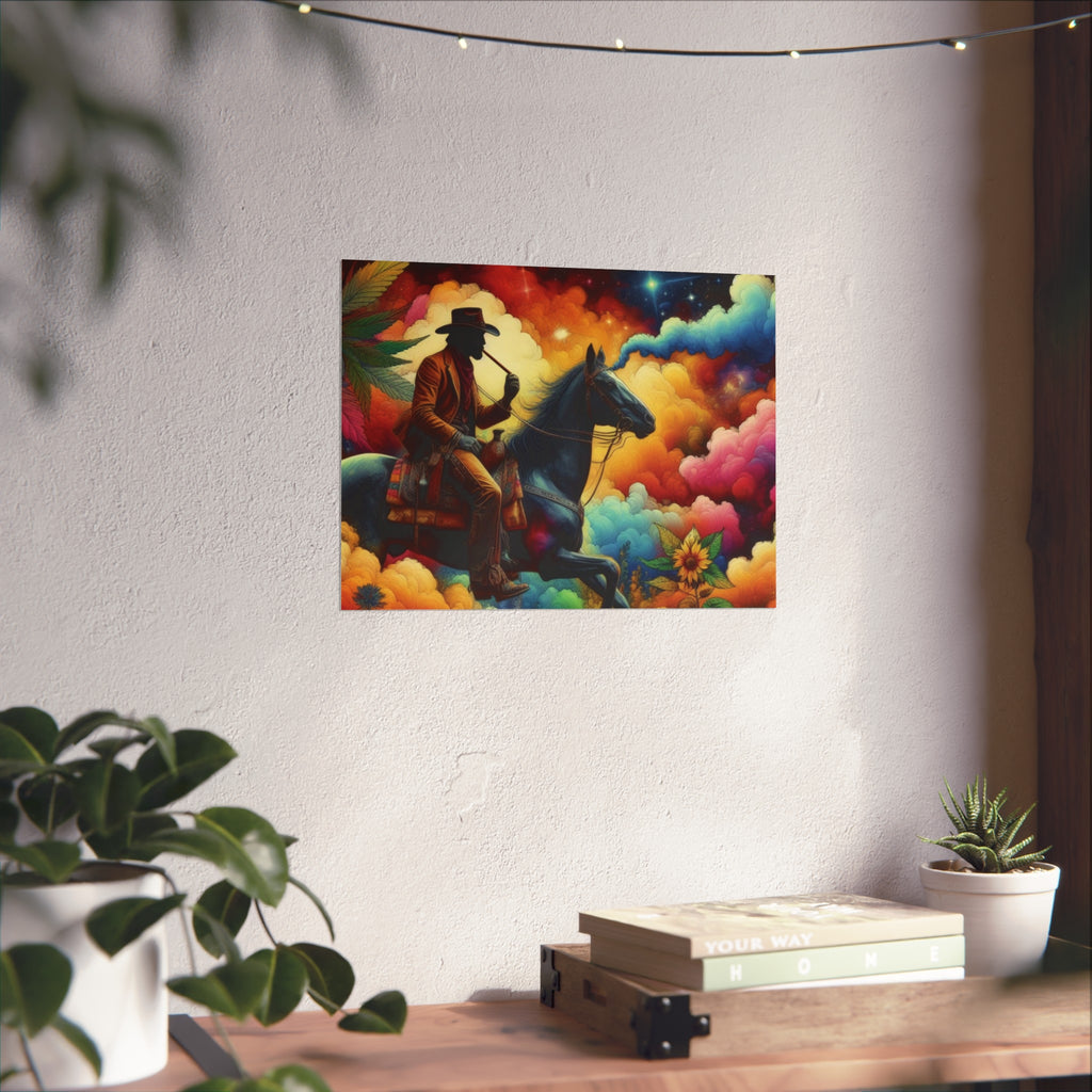 Fine Art Poster — Psychedelic Cowboy on Horseback Wall Art