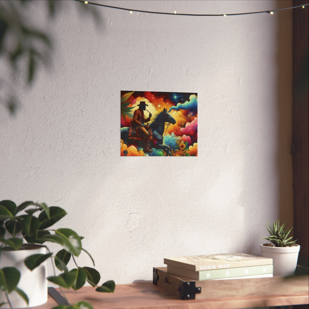 Fine Art Poster — Psychedelic Cowboy on Horseback Wall Art
