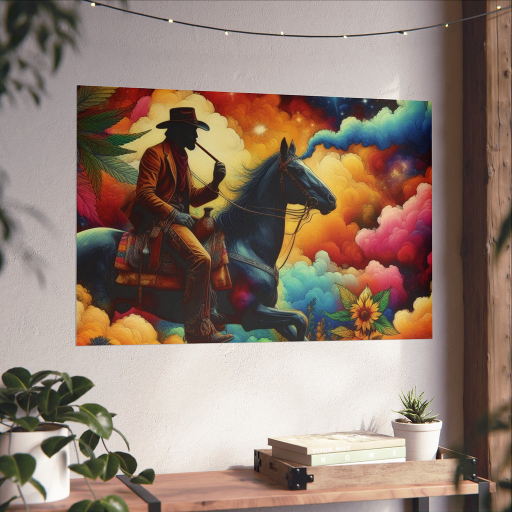 Fine Art Poster — Psychedelic Cowboy on Horseback Wall Art