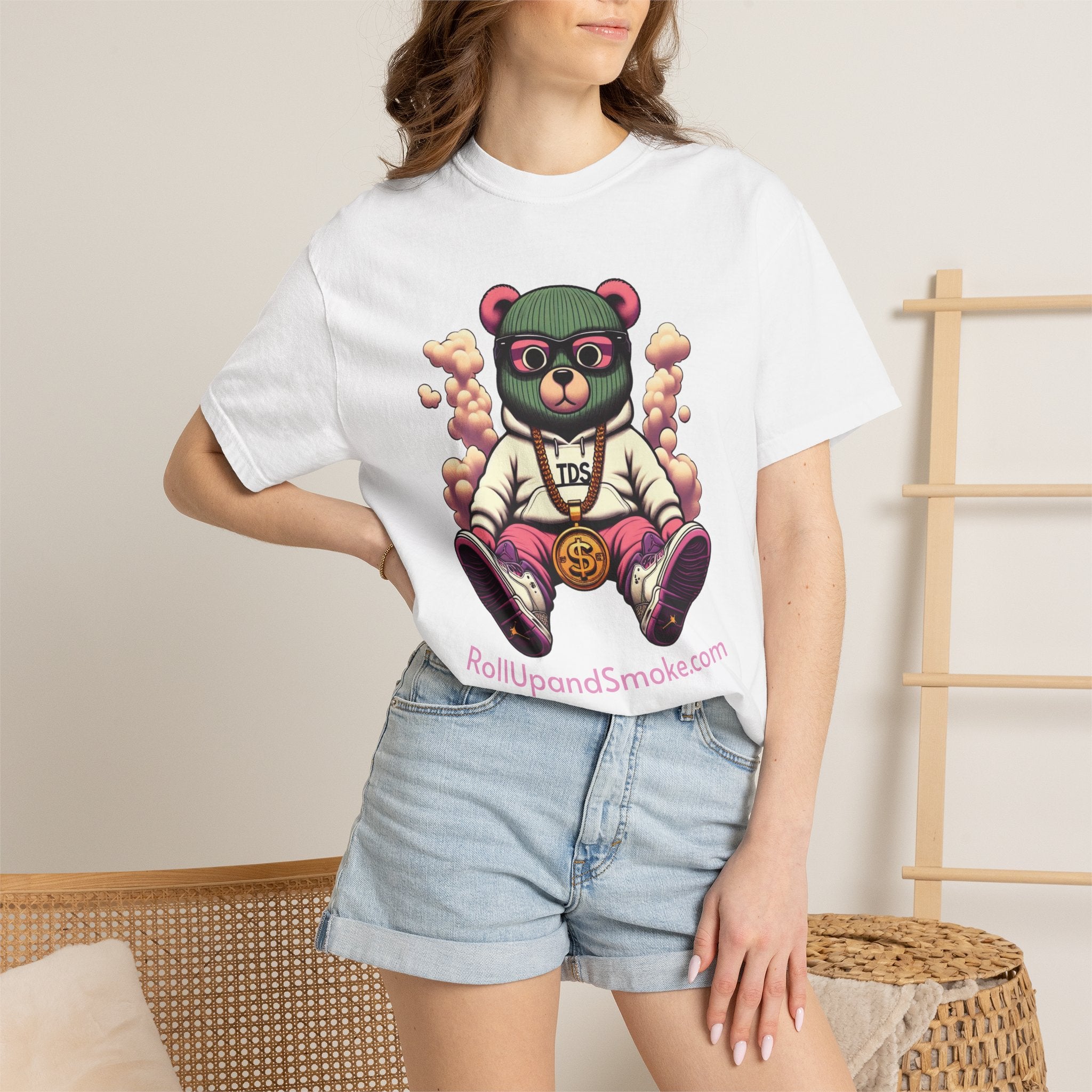 Bear Blazer T-Shirt — Streetwear Graphic Tee with ‘RollUpandSmoke.com’ Design