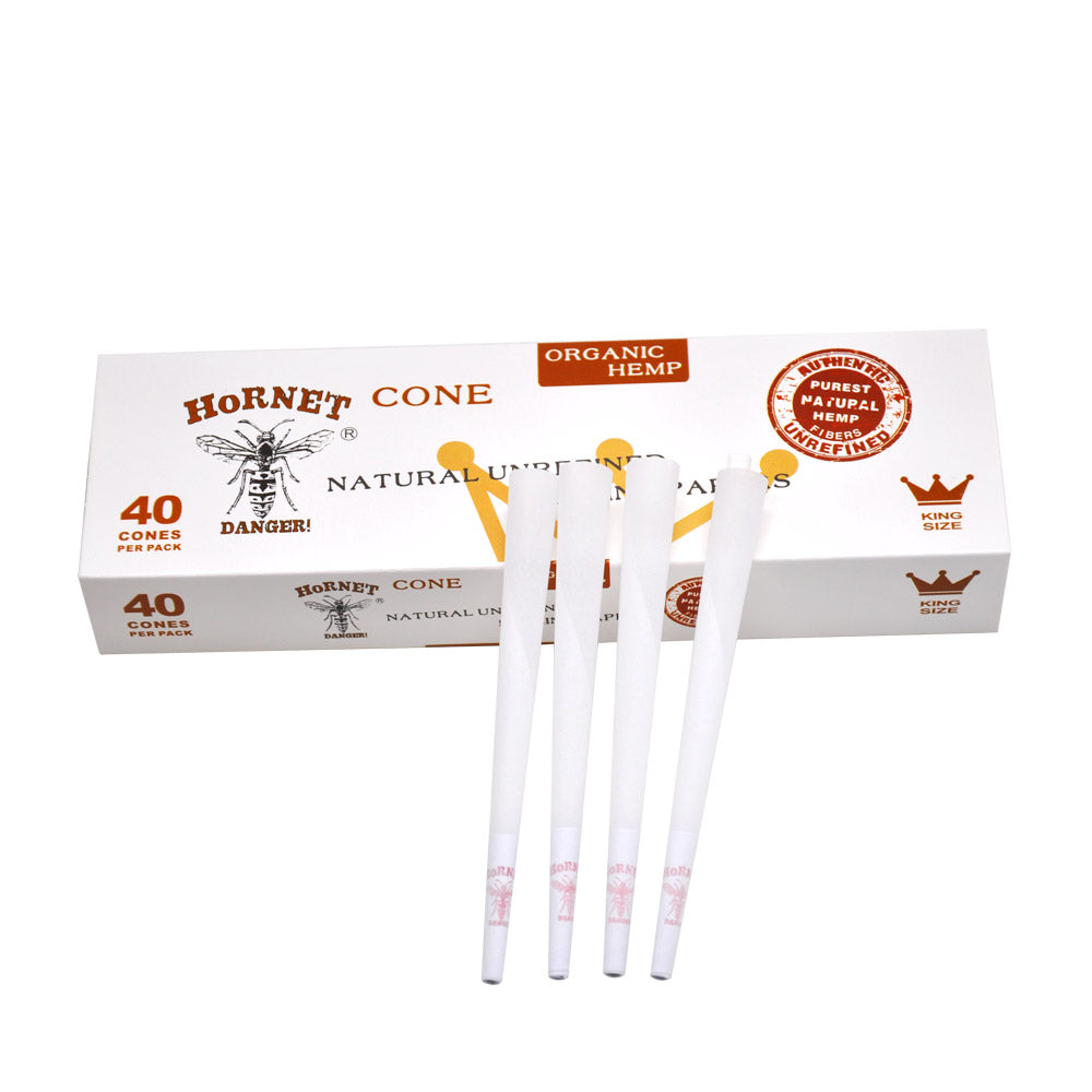 Hornet | Natural Unrefined King Size Pre Rolled Paper Cones Smoking White 40 Pack Cone