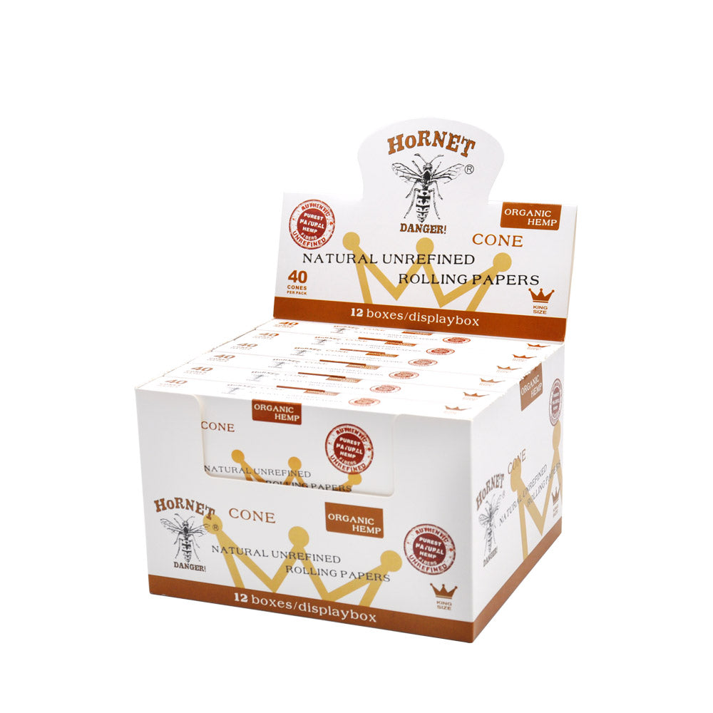 Hornet | Natural Unrefined King Size Pre Rolled Paper Cones Smoking White 40 Pack Cone