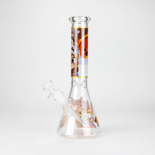 10" Fox and Bunny Design Glass Beaker Bong