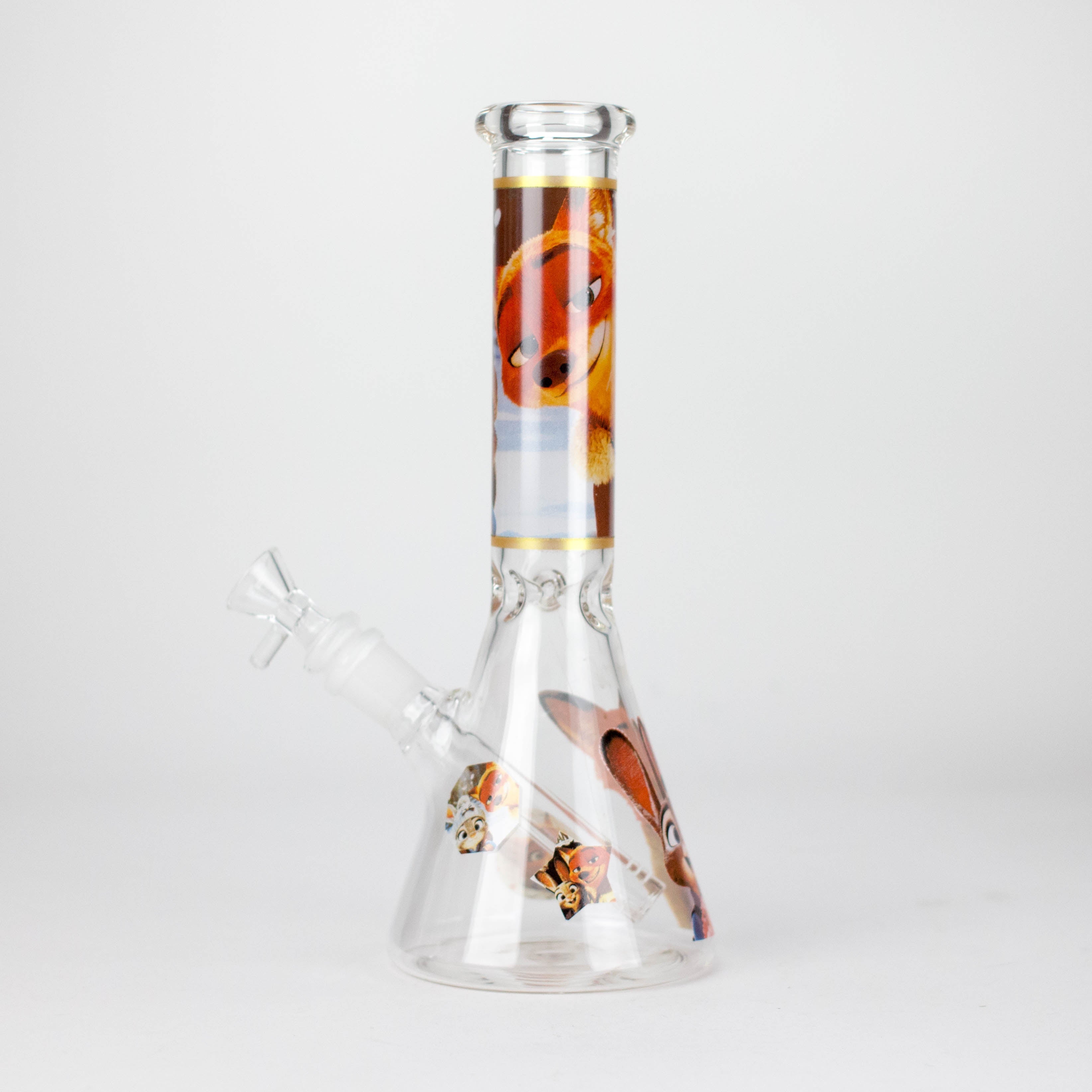 10" Fox and Bunny Design Glass Beaker Bong