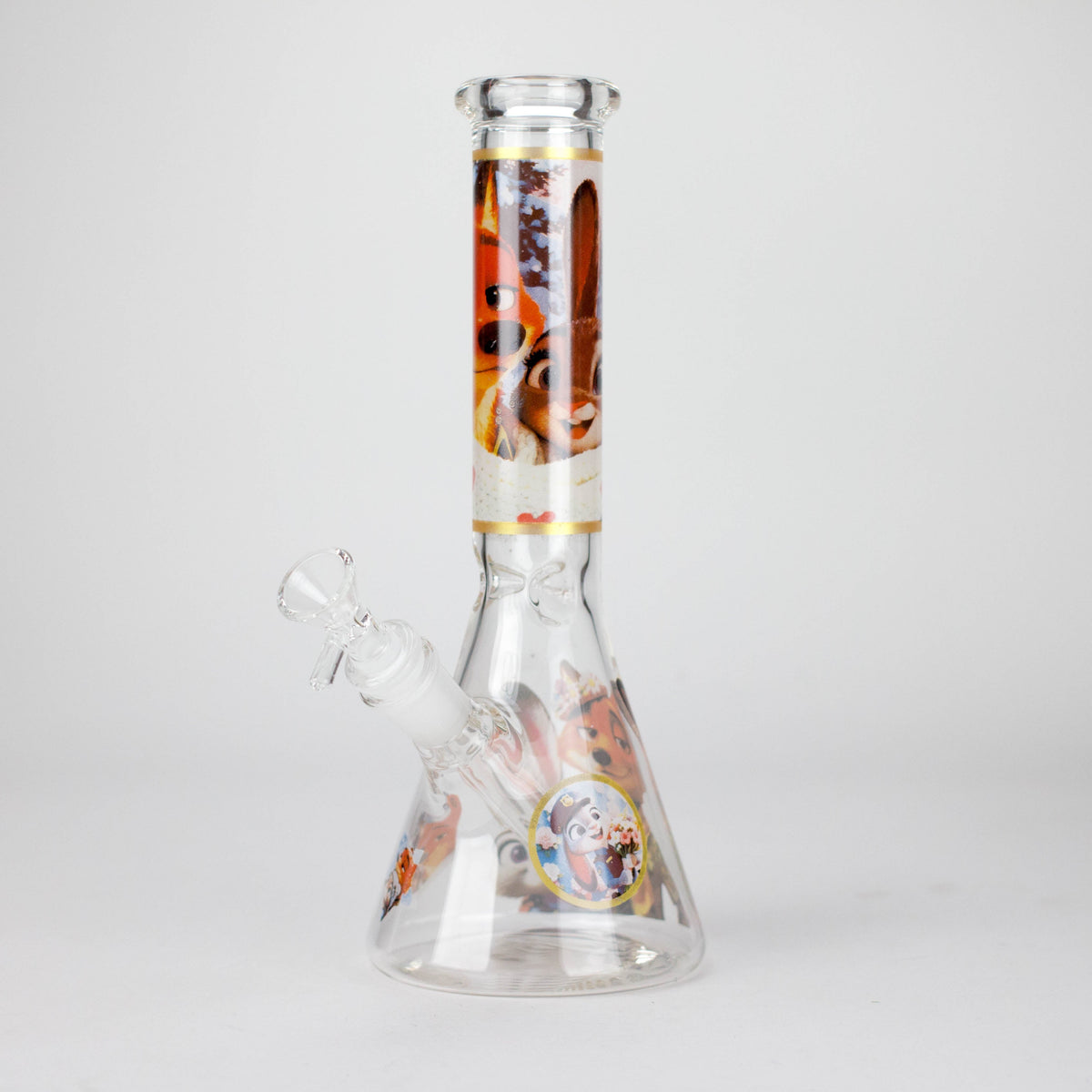 10" Fox and Bunny Design Glass Beaker Bong