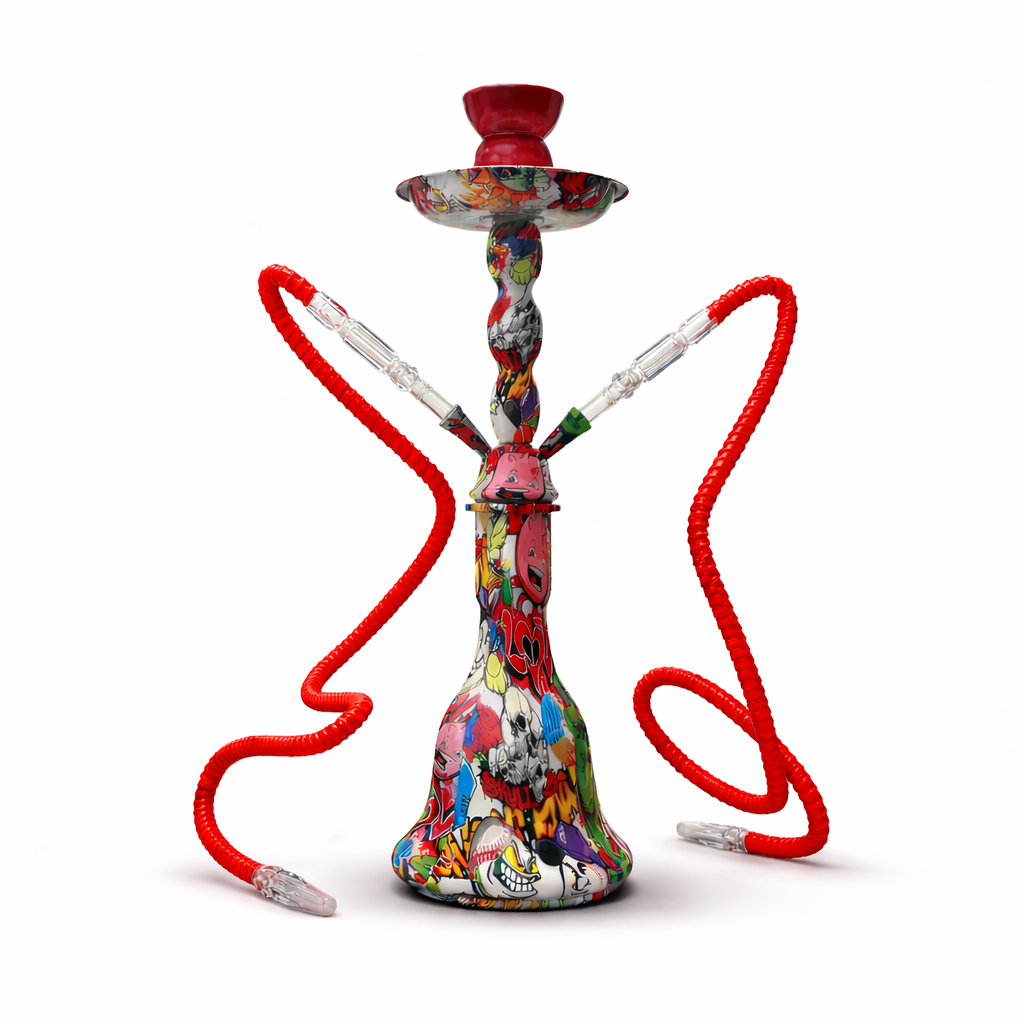 18" Graffiti Duo Hookah Dual-Hose Glass Hookah
