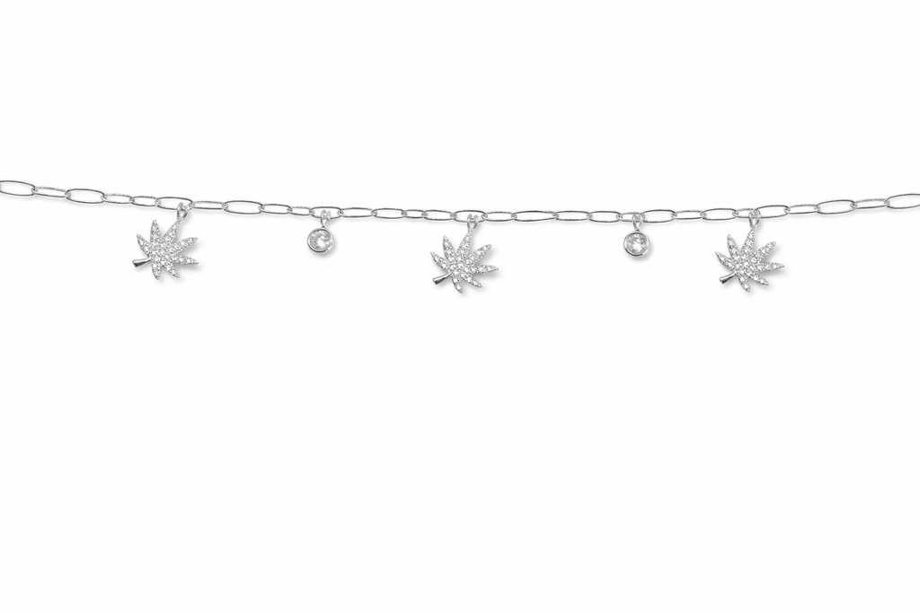 The Kush Girls | SILVER CANNABIS CHARMED BRACELET
