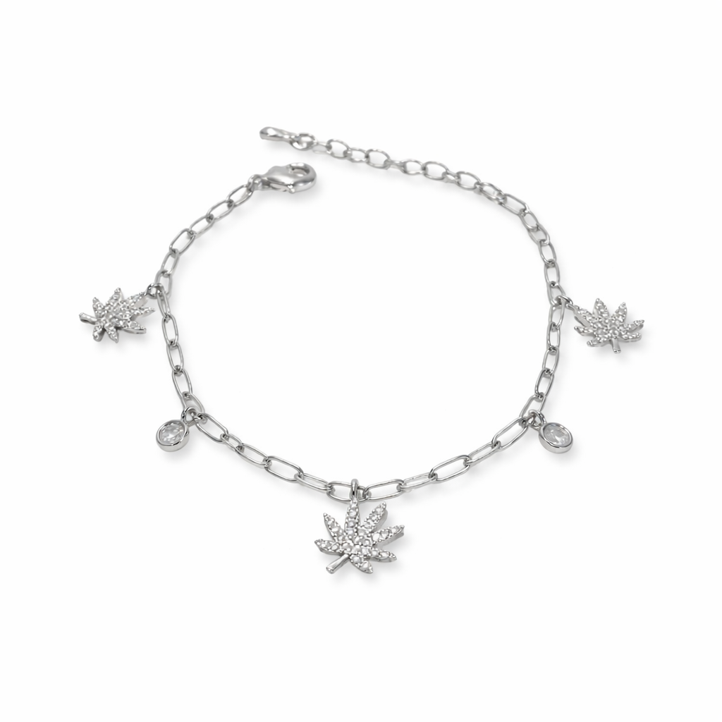 The Kush Girls | SILVER CANNABIS CHARMED BRACELET