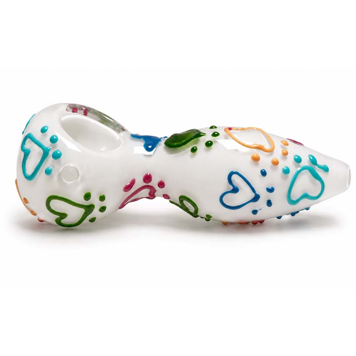5" Colorful Heart Pattern Glass Hand Pipe