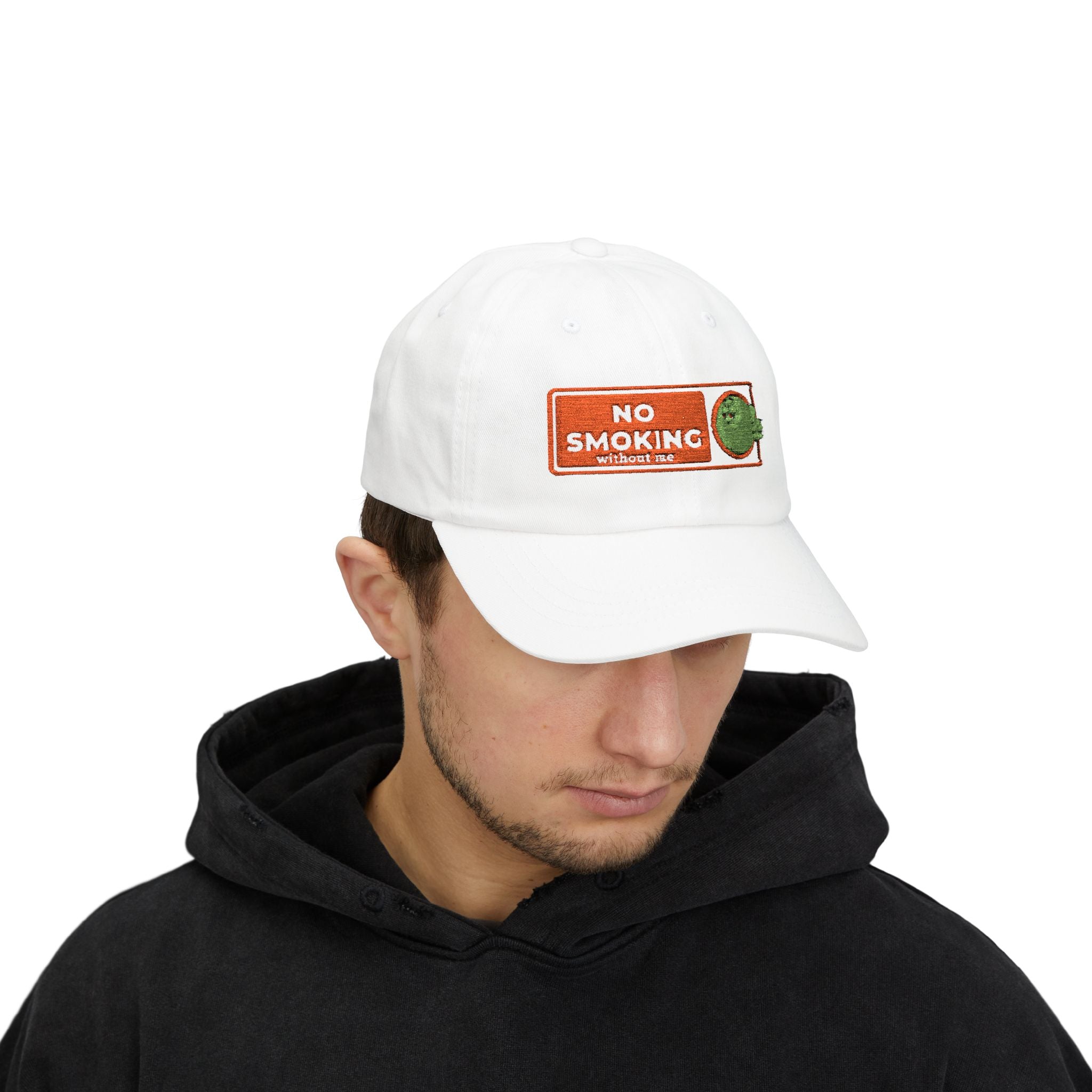 Dad Cap — “No Smoking Without Me” Patch Hat with Green Budd
