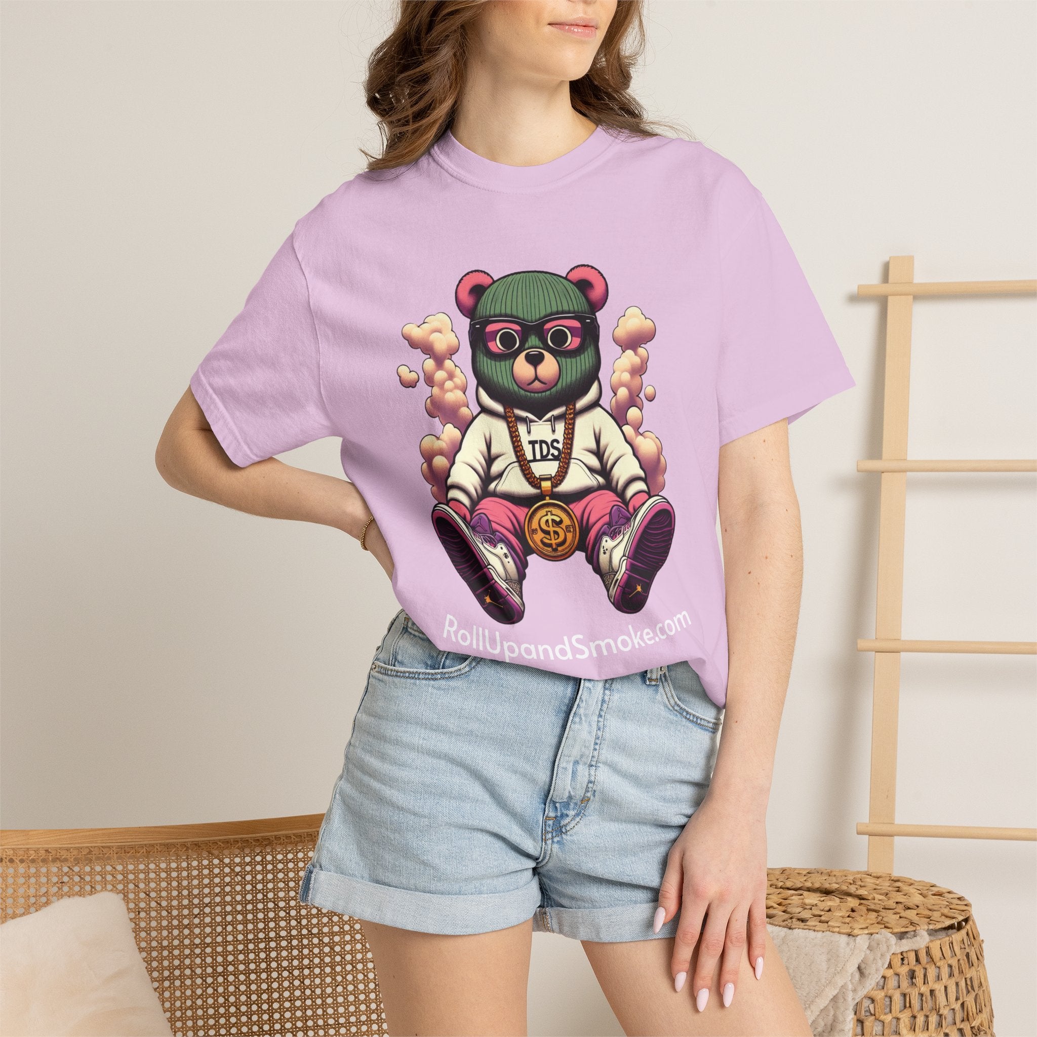 Bear Blazer T-Shirt — Streetwear Graphic Tee with ‘RollUpandSmoke.com’ Design