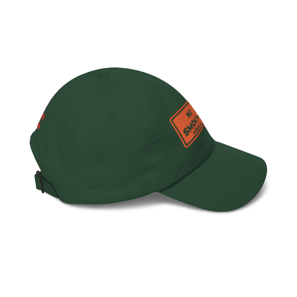 Dad Cap — “No Smoking Without Me” Patch Hat with Green Budd