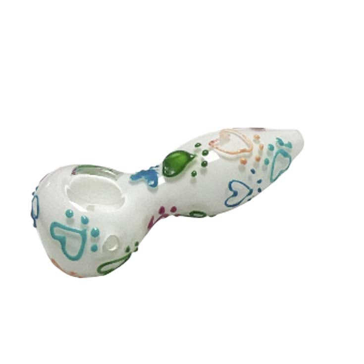 5" Colorful Heart Pattern Glass Hand Pipe