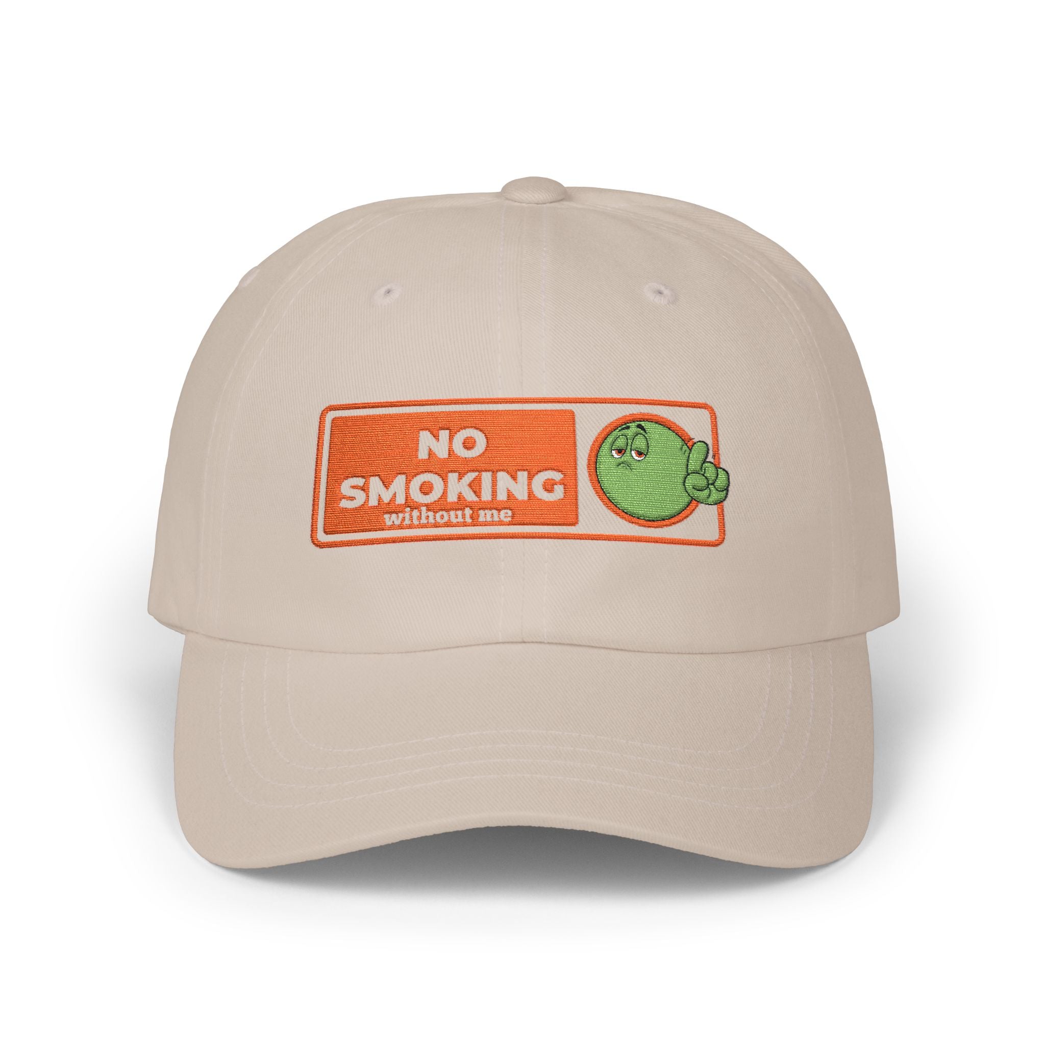 Dad Cap — “No Smoking Without Me” Patch Hat with Green Budd