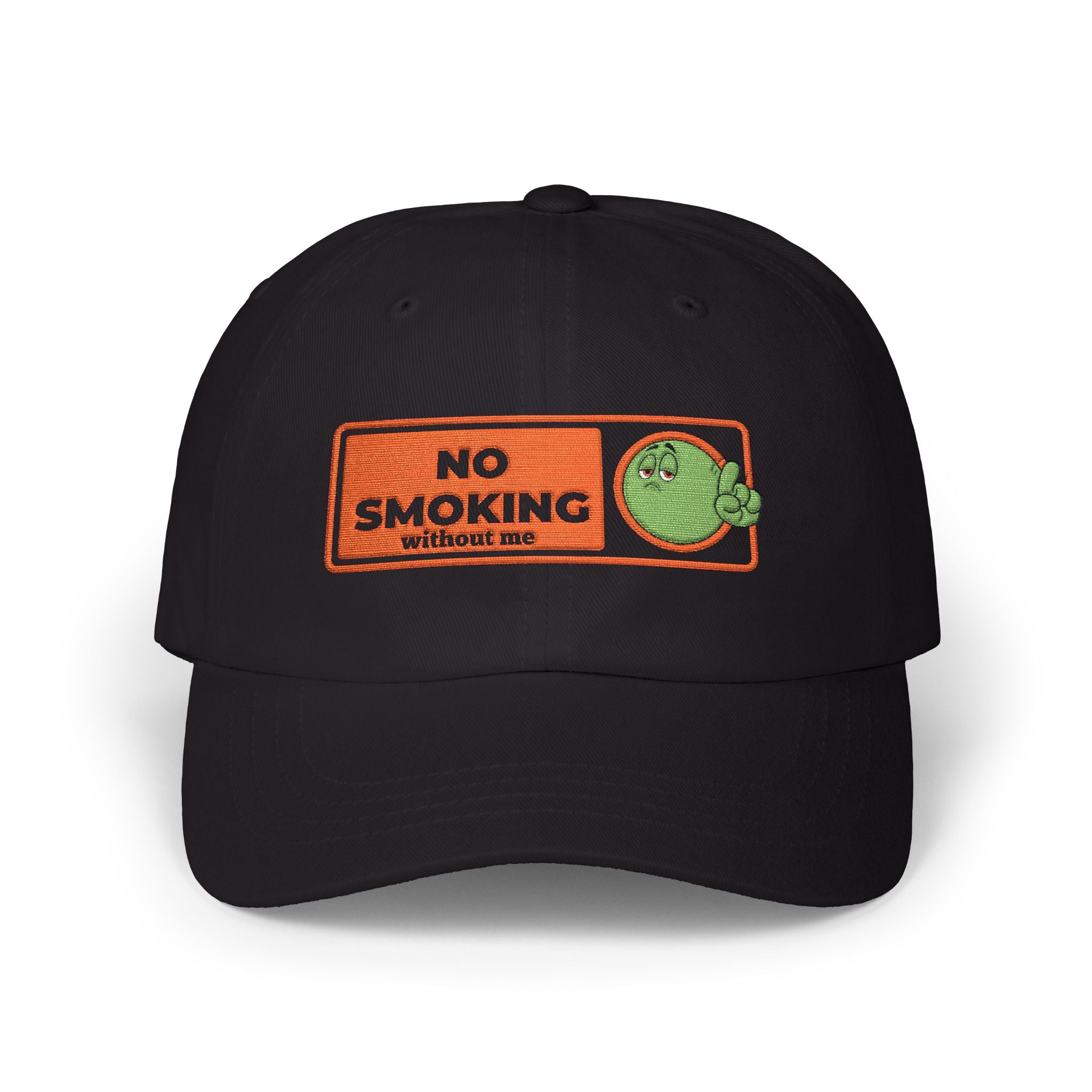 Dad Cap — “No Smoking Without Me” Patch Hat with Green Budd