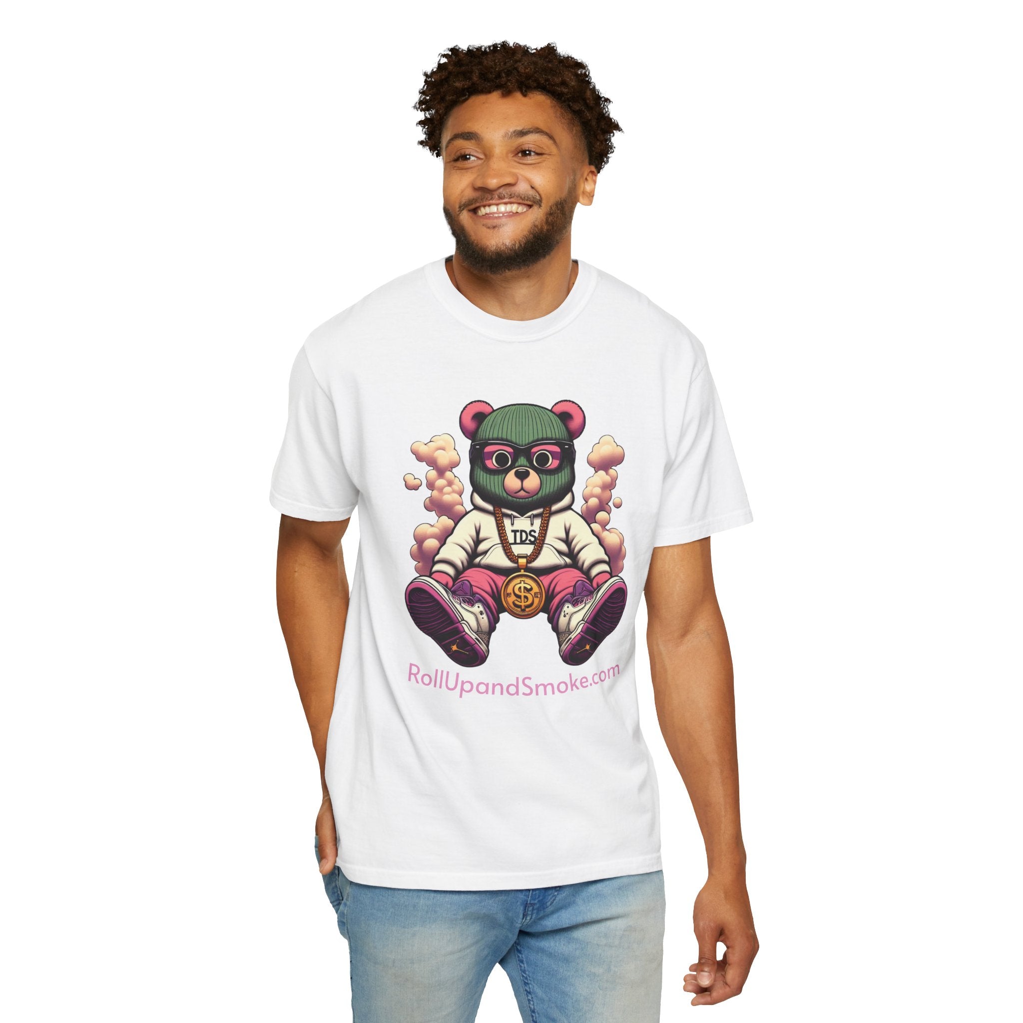 Bear Blazer T-Shirt — Streetwear Graphic Tee with ‘RollUpandSmoke.com’ Design