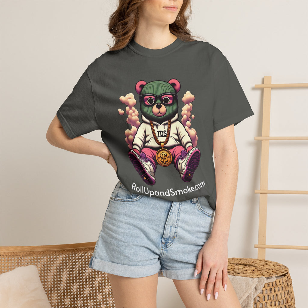 Bear Blazer T-Shirt — Streetwear Graphic Tee with ‘RollUpandSmoke.com’ Design