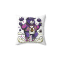 Stoner Bear Decorative Pillow — 'Roll Up & Smoke' Purple Cannabis Graphic Throw Pillow