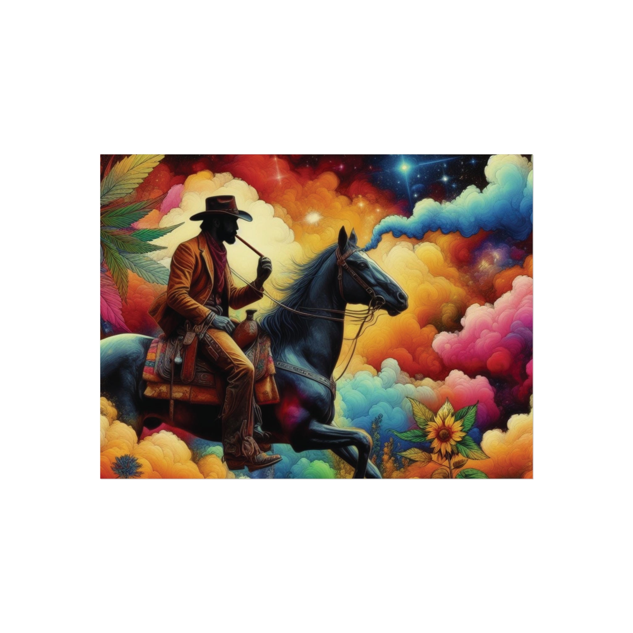 Fine Art Poster — Psychedelic Cowboy on Horseback Wall Art