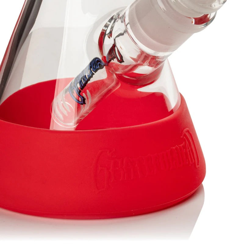 Grateful Dead | 10" Tall Steal Your Face Beaker Base Water Pipe W/Silicone Base