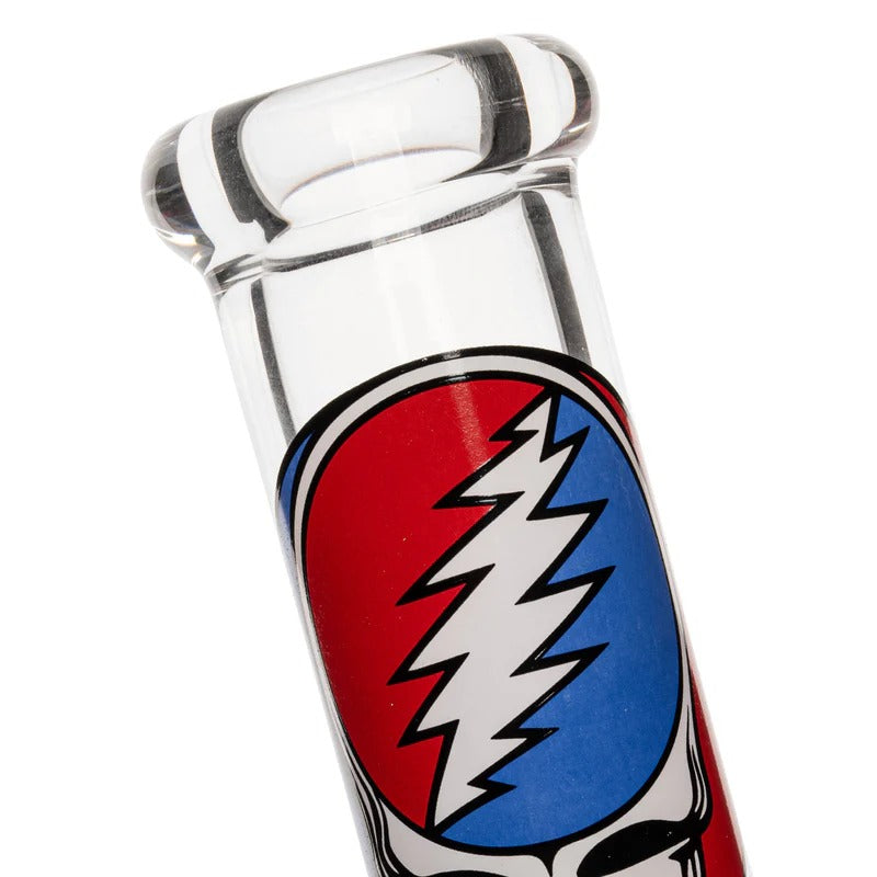 Grateful Dead | 10" Tall Steal Your Face Beaker Base Water Pipe W/Silicone Base