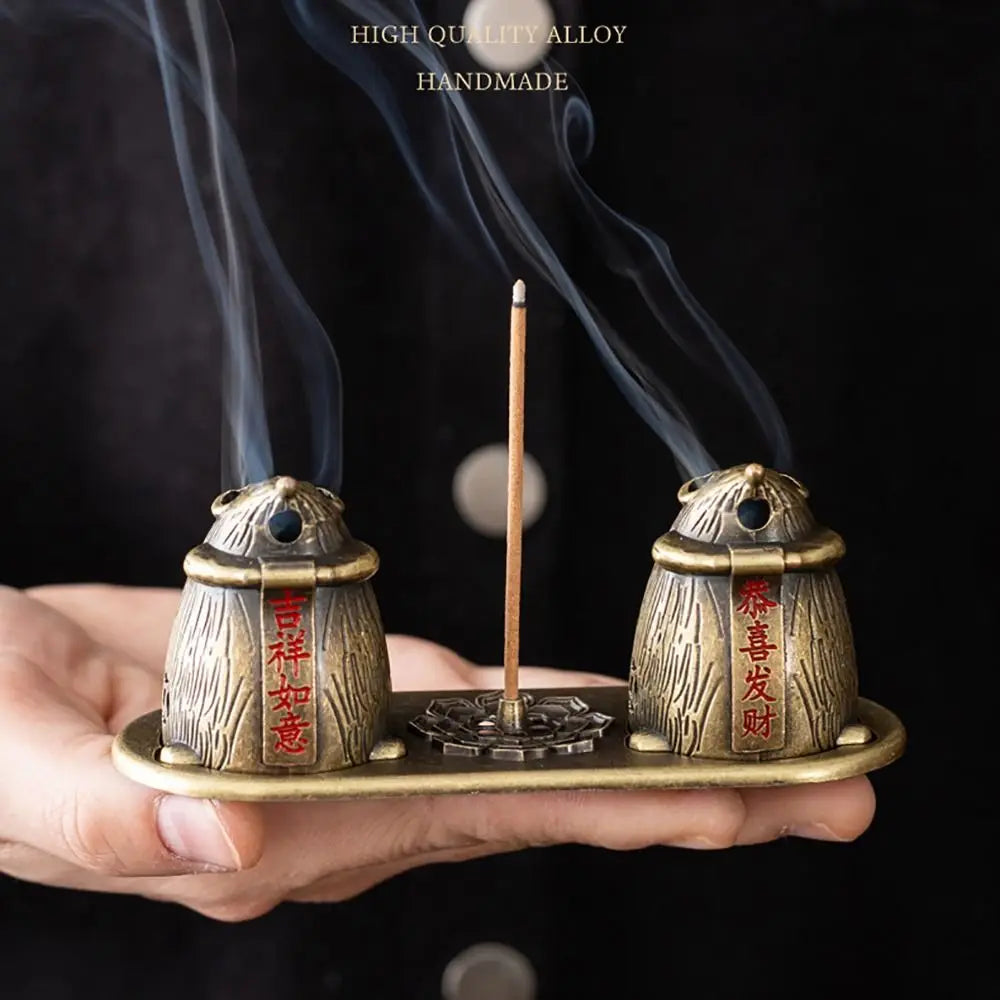 Chinese Style Incense Burner Zinc Alloy Vertical Indoor Aromatherapy Good Symbolism Accessories Incense Burning Gifts
