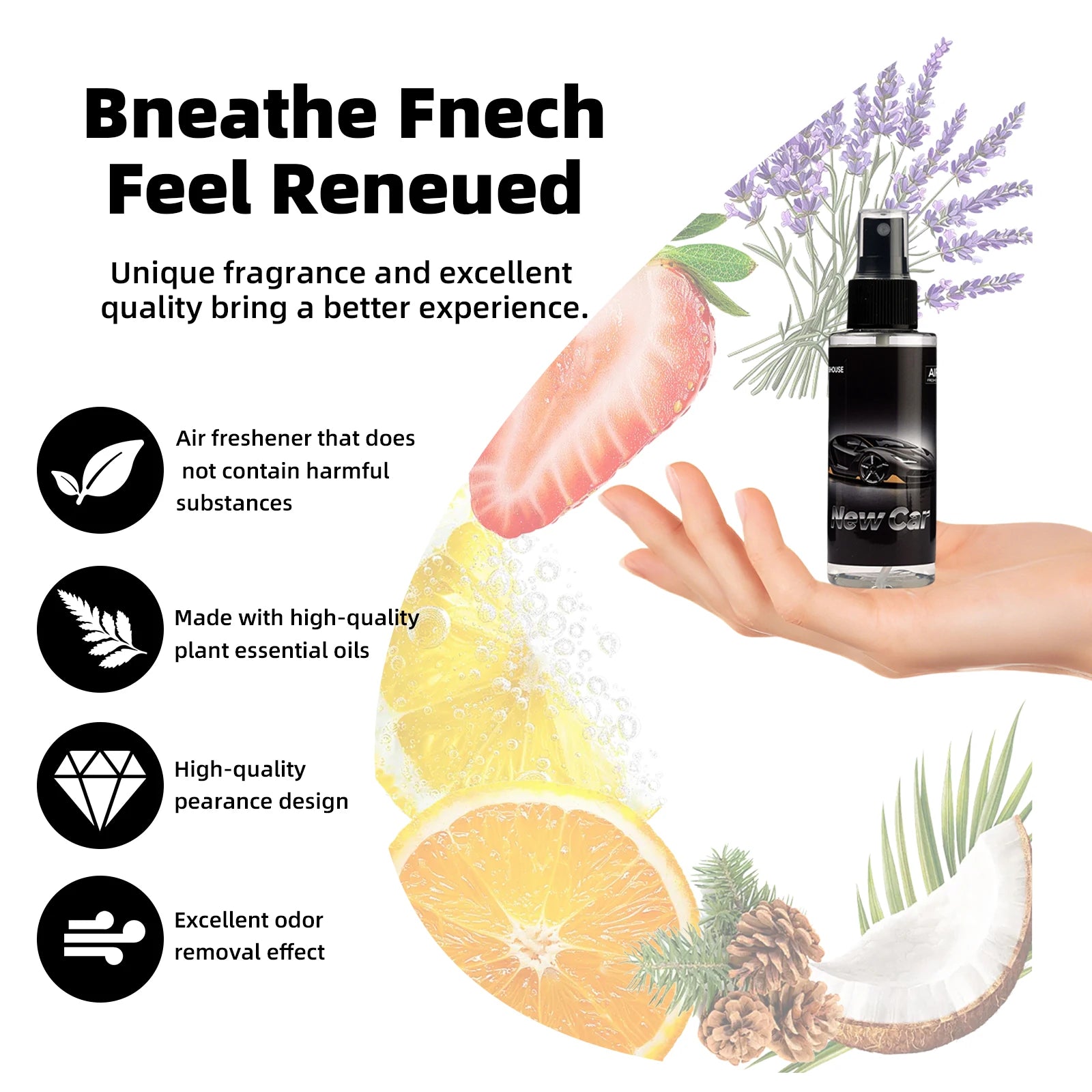 100ml NEW CAR-Scented Hand-Sprayed Air Freshener for Smokers – Car Spray, Home Air Purifying & Deodorizing Fragrance