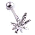 Leaves Weed Tongue Piercing Jewelry Surgical Steel Barbell Lingual Stud Piercing Leaf Tongue Ring Stud Helix Piercing