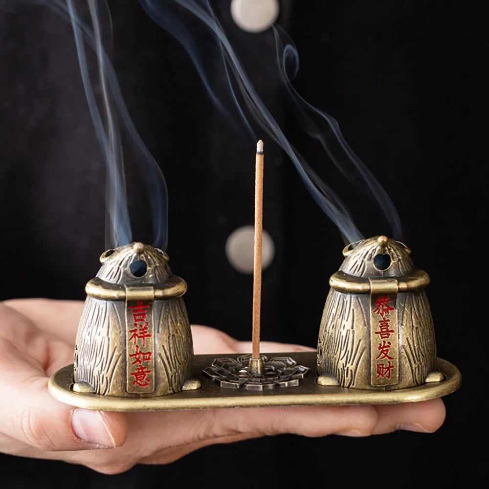 Chinese Style Incense Burner Zinc Alloy Vertical Indoor Aromatherapy Good Symbolism Accessories Incense Burning Gifts