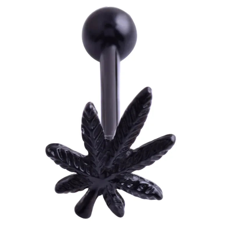 Leaves Weed Tongue Piercing Jewelry Surgical Steel Barbell Lingual Stud Piercing Leaf Tongue Ring Stud Helix Piercing