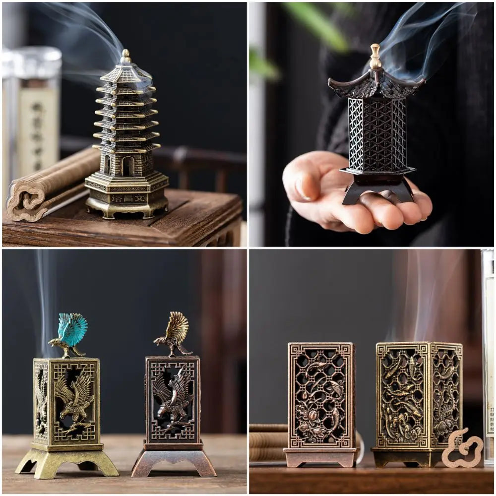 Chinese Style Incense Burner Zinc Alloy Vertical Indoor Aromatherapy Good Symbolism Accessories Incense Burning Gifts
