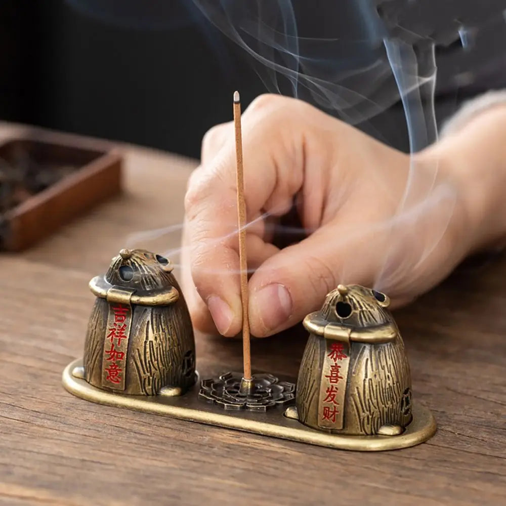 Chinese Style Incense Burner Zinc Alloy Vertical Indoor Aromatherapy Good Symbolism Accessories Incense Burning Gifts
