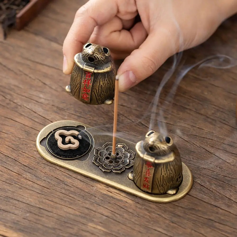 Chinese Style Incense Burner Zinc Alloy Vertical Indoor Aromatherapy Good Symbolism Accessories Incense Burning Gifts