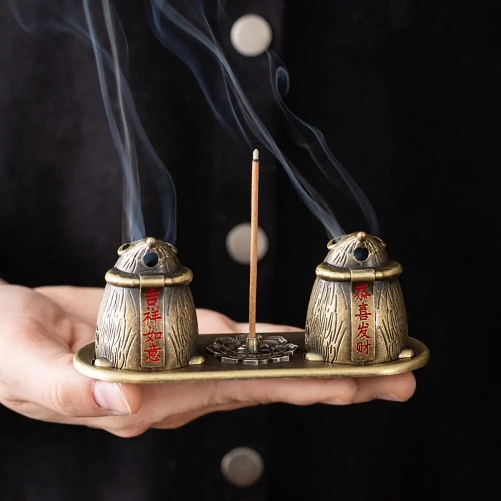 Chinese Style Incense Burner Zinc Alloy Vertical Indoor Aromatherapy Good Symbolism Accessories Incense Burning Gifts
