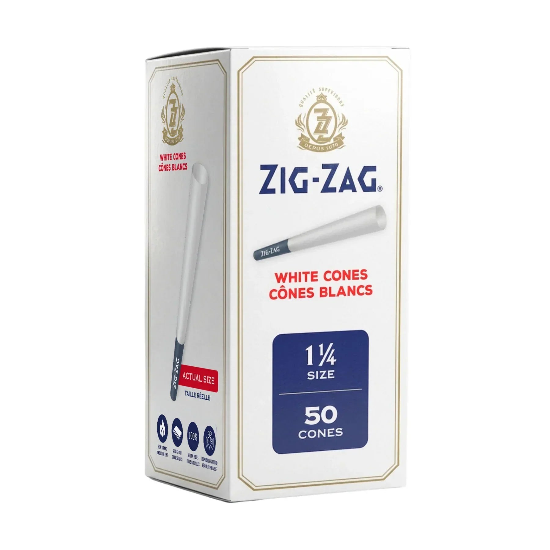 Zig-Zag | Mini Bulk White 1 1/4 Cones – 50 Pack [CP-GN-CP1465]