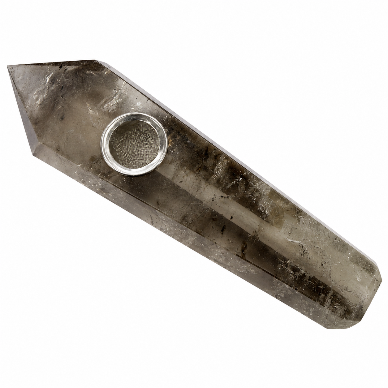 Acid Secs | Cracked Smokey Quartz Crystal Pipe with Choke