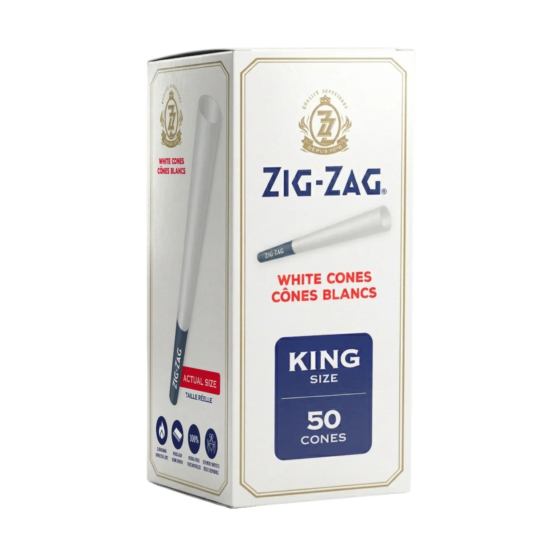 Zig-Zag | Mini Bulk White King Cones – 50 Pack [CP-GN-CP1466]